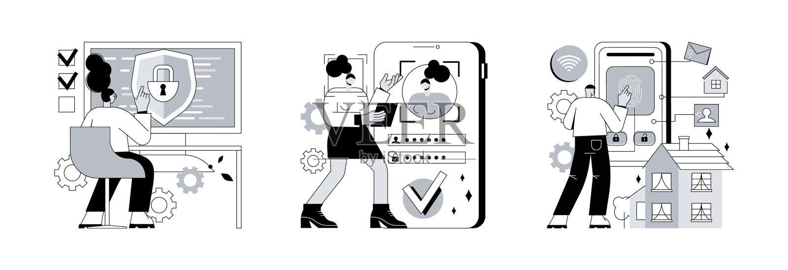 数字安全抽象概念插画图片素材