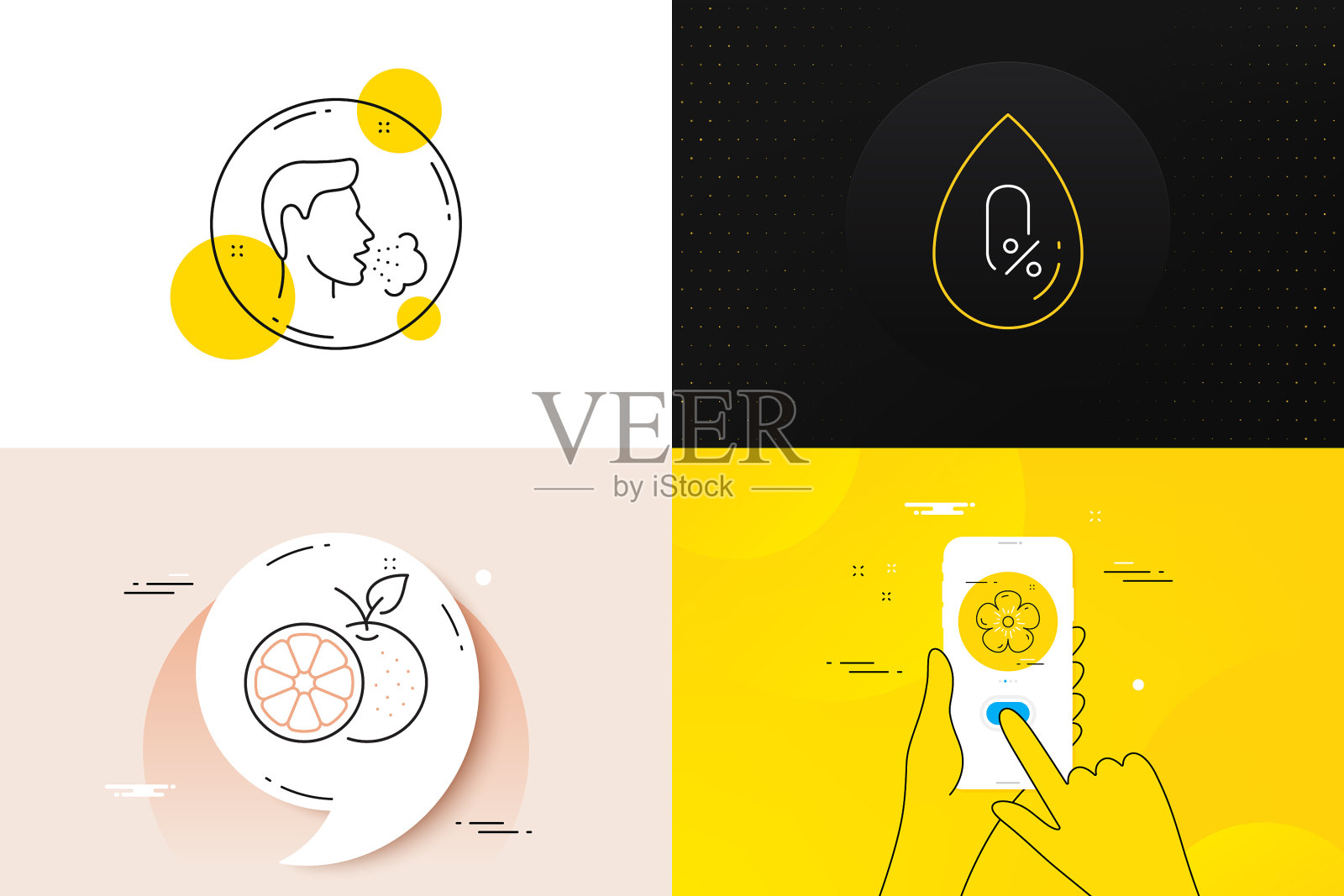 最小的一套无酒精橙色和天然插画图片素材