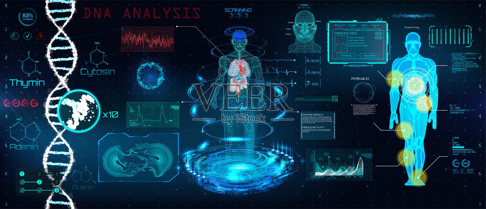 HUD风格设计中的医疗保健未来扫描插画图片素材