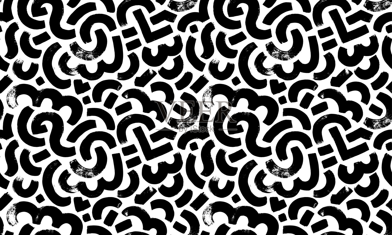 几何刷画无缝模式孟菲斯风格。插画图片素材