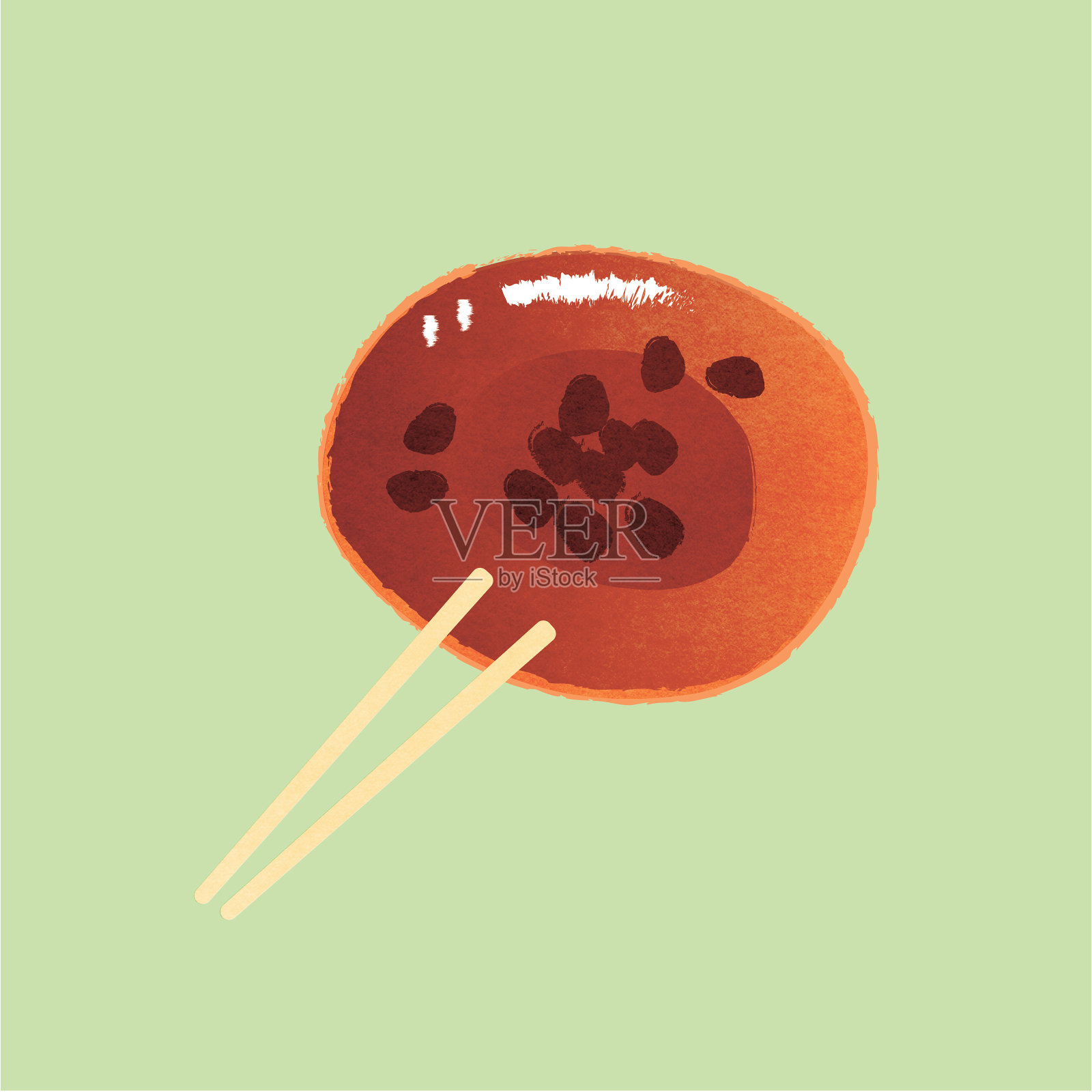 香港街头小吃-红豆糕插画图片素材