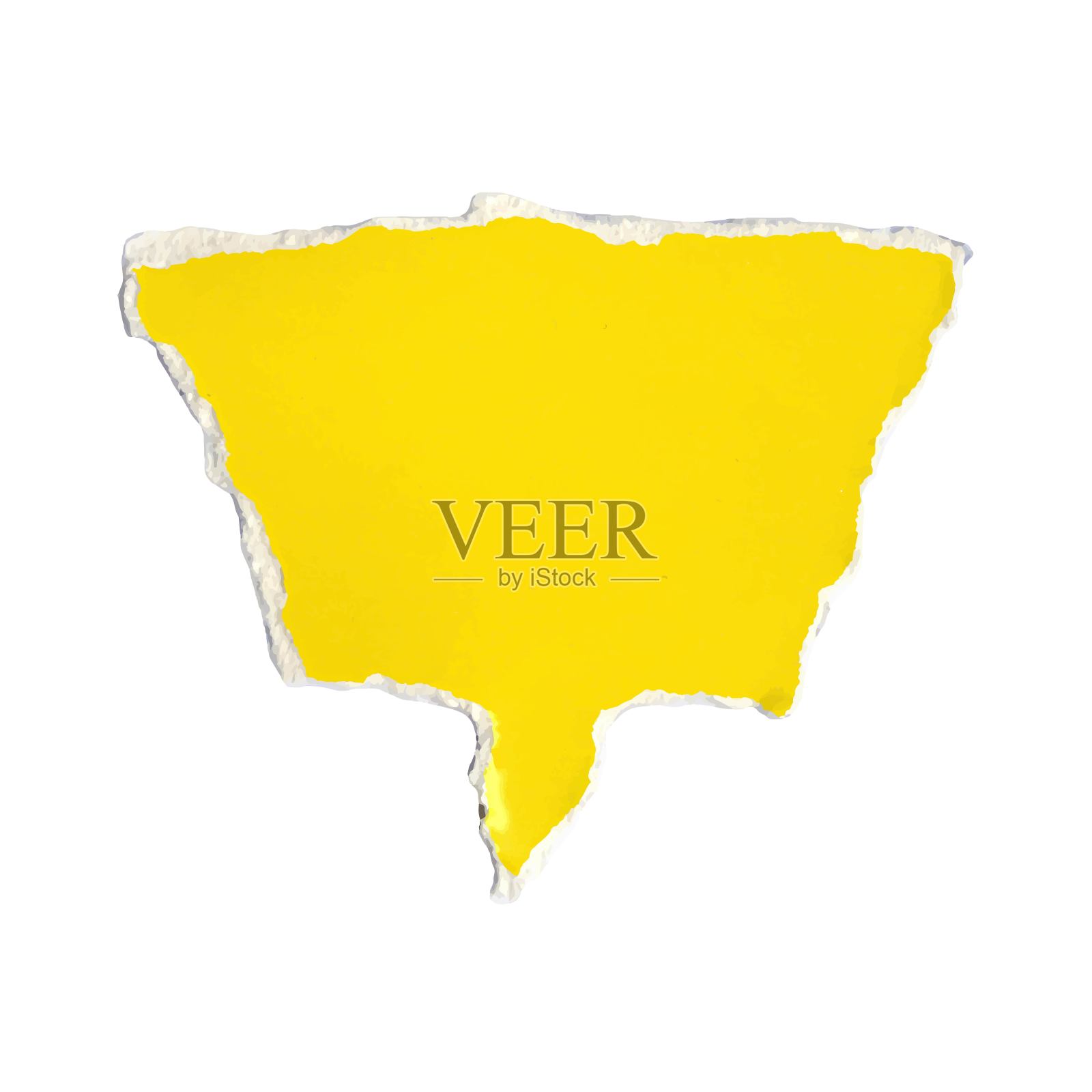 长方形的演讲气泡来自撕黄纸，撕纸用于思想交流插画图片素材