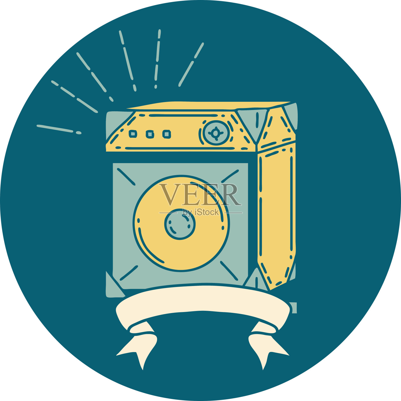 图标的纹身风格吉他放大器插画图片素材