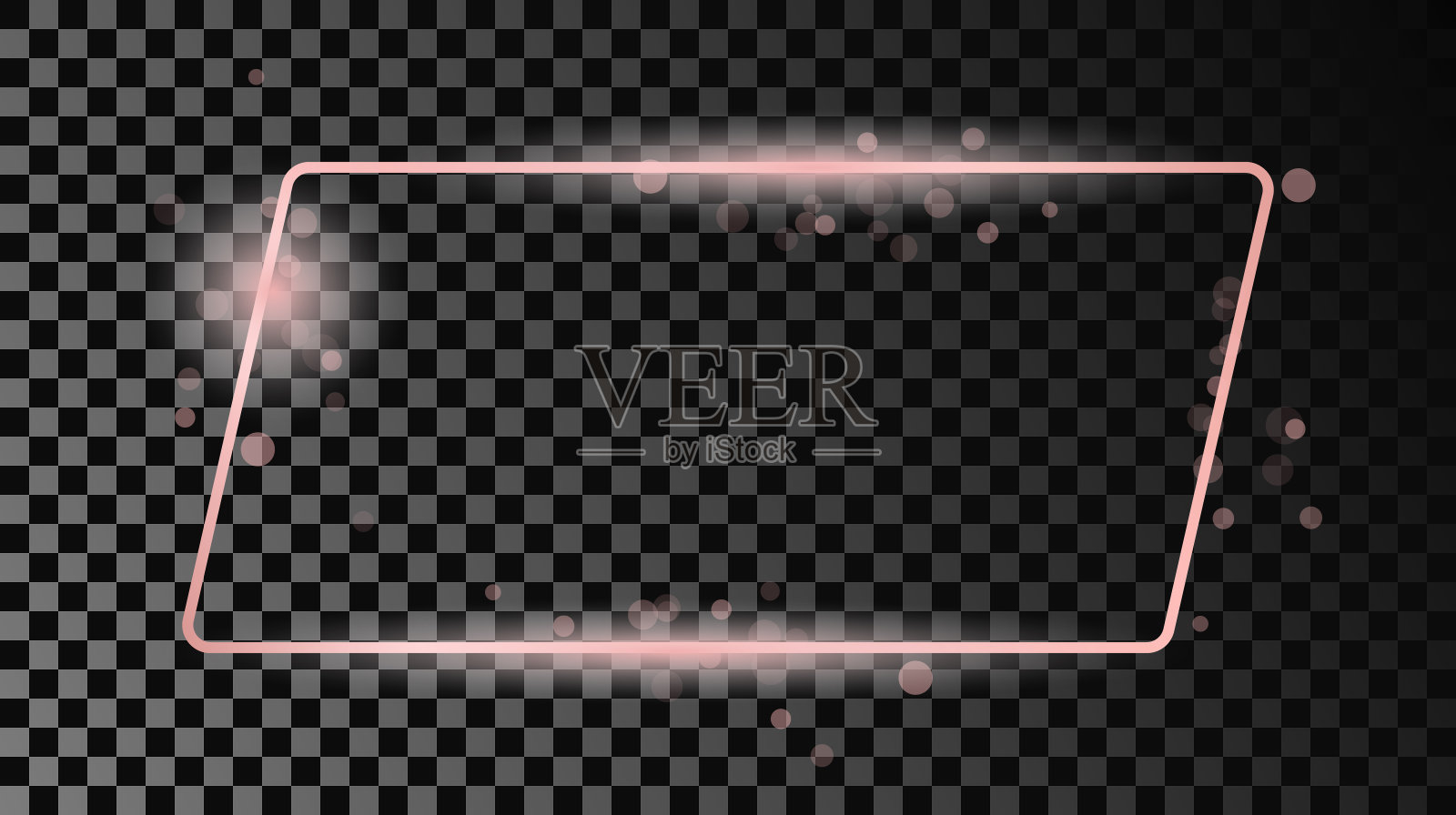 玫瑰金发光圆形矩形框架插画图片素材