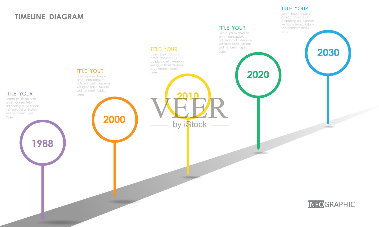 项目时间表图信息图路线图模板业务。5步现代时间轴图表日历与表示矢量信息图。插画图片素材