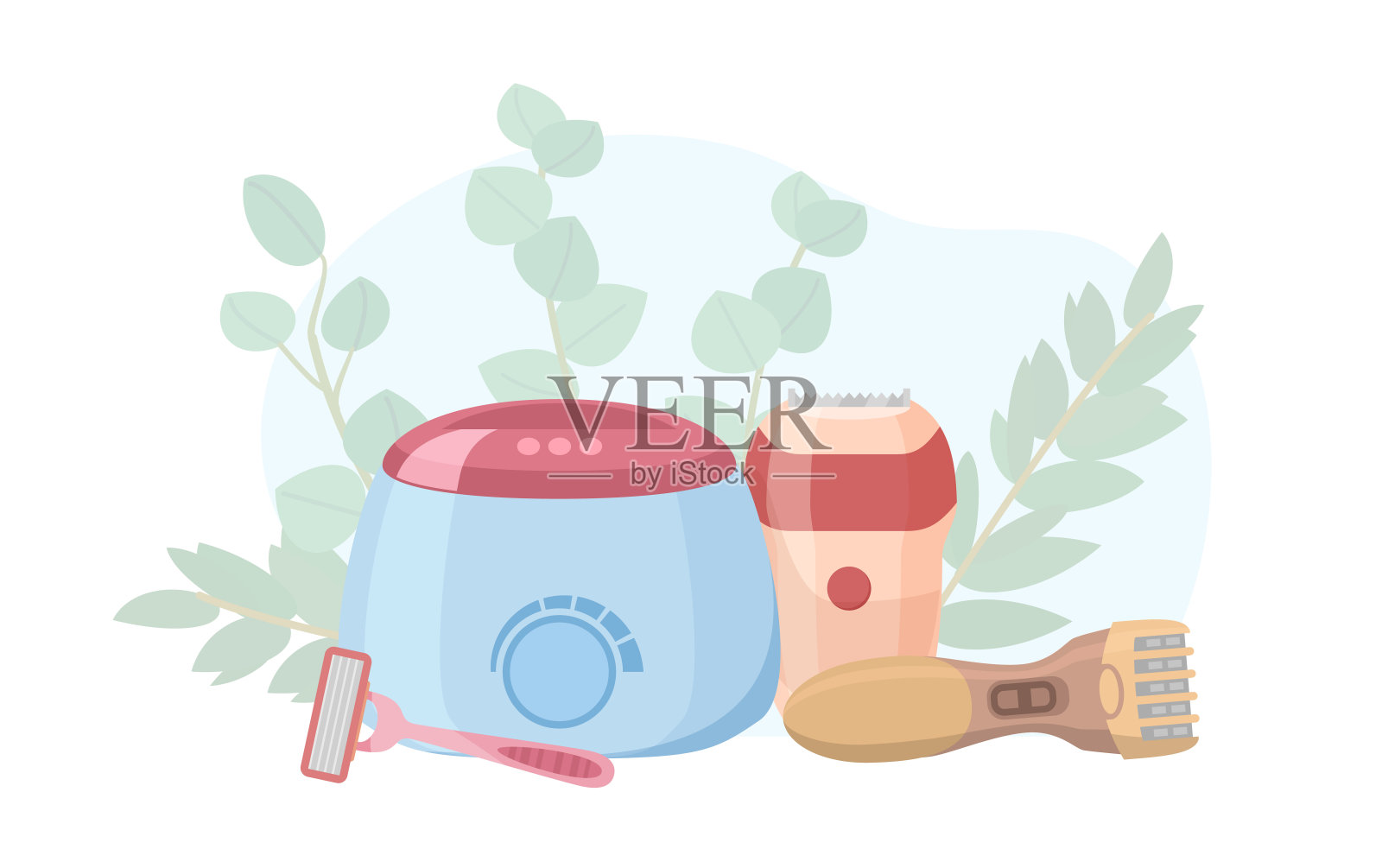 工具脱毛平风格，矢量插图插画图片素材