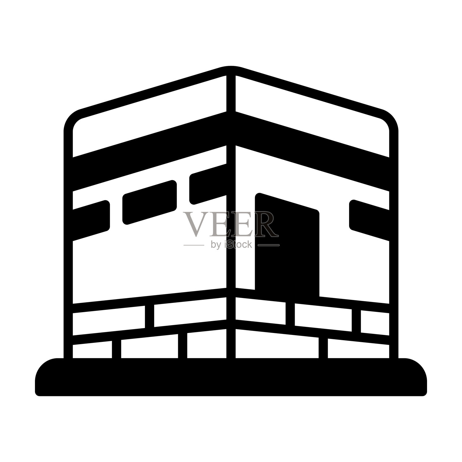 阿拉伯穆斯林的圣地，可编辑风格的卡巴矢量图插画图片素材