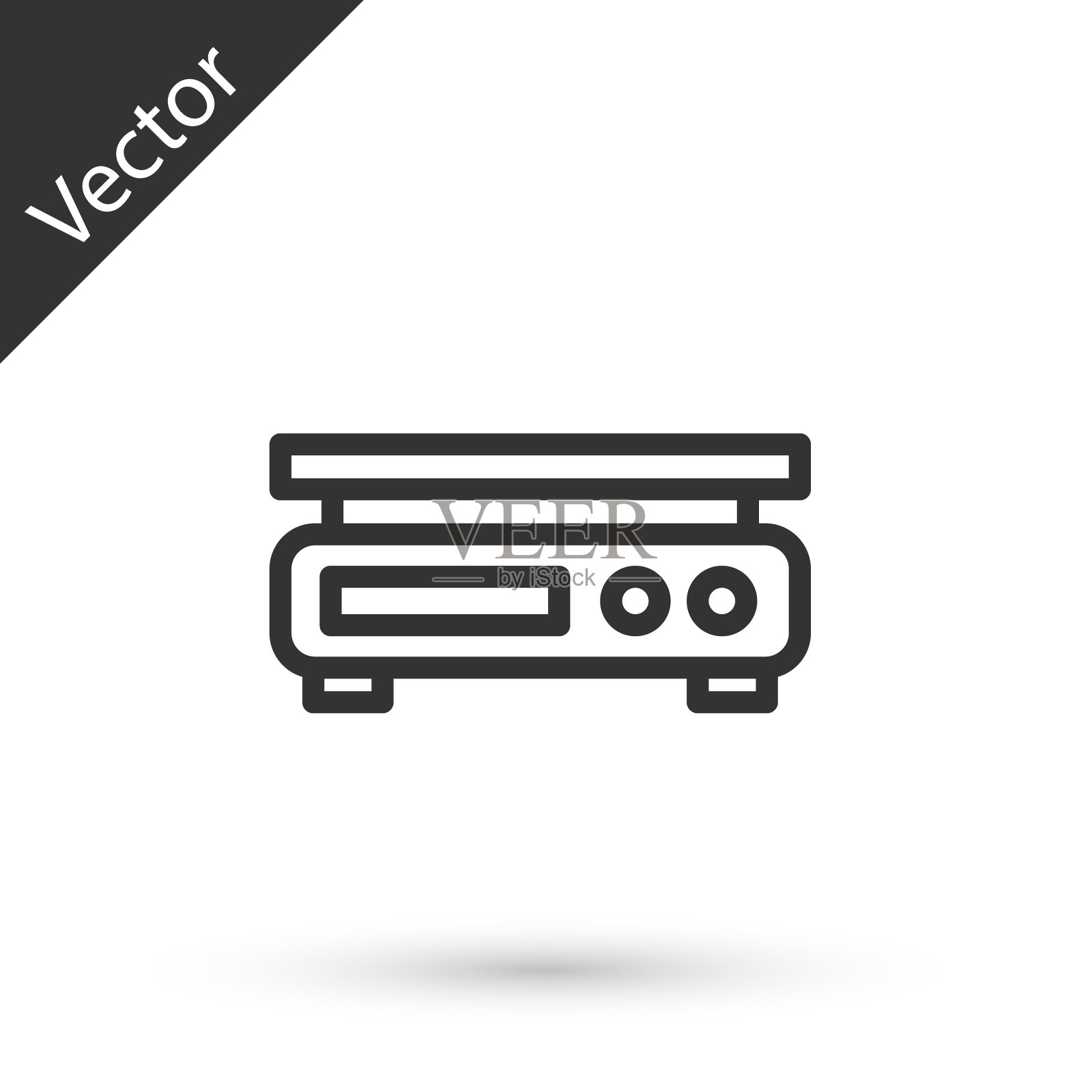 灰线电子秤图标孤立在白色背景。重量测量设备。向量插画图片素材