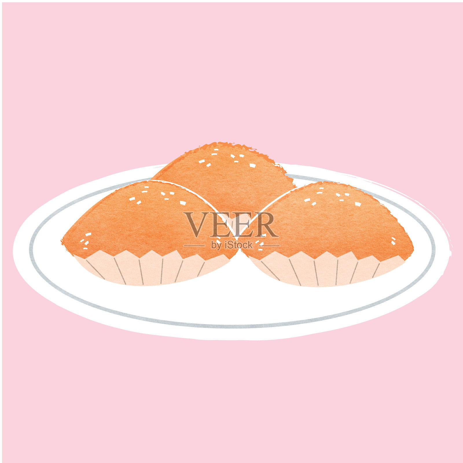 香港点心——油炸饺子插画图片素材