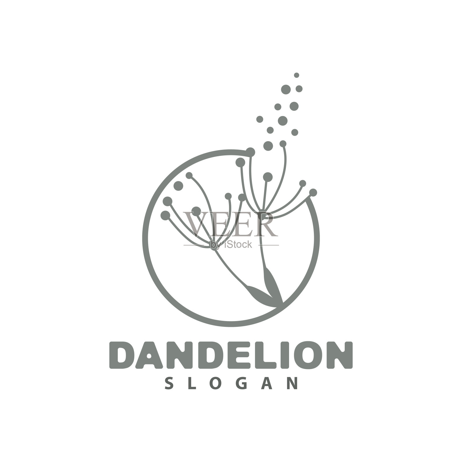 蒲公英花矢量，花植物插图图标，蒲公英标志简单的设计插画图片素材