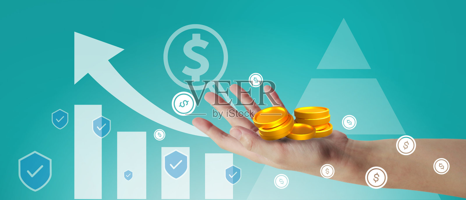 以套期保值为成功目标的企业投资于股票市场，以获得财务上的利润。箭头，投资，创业，领导力，横幅-3d渲染照片摄影图片