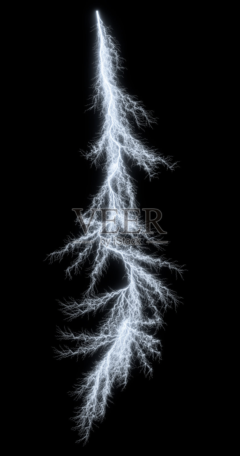 3 d渲染。一道明亮的闪电。雷暴孤立在黑色背景上。照片摄影图片