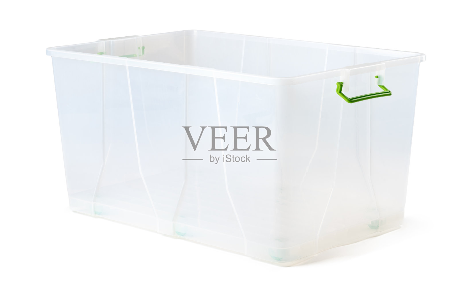 透明塑料盒隔离在白色背景。照片摄影图片