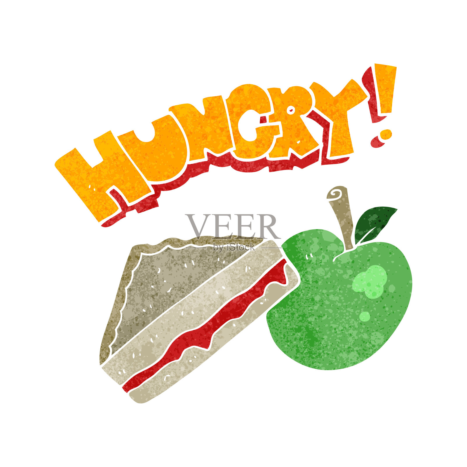 手绘复古卡通盒饭插画图片素材