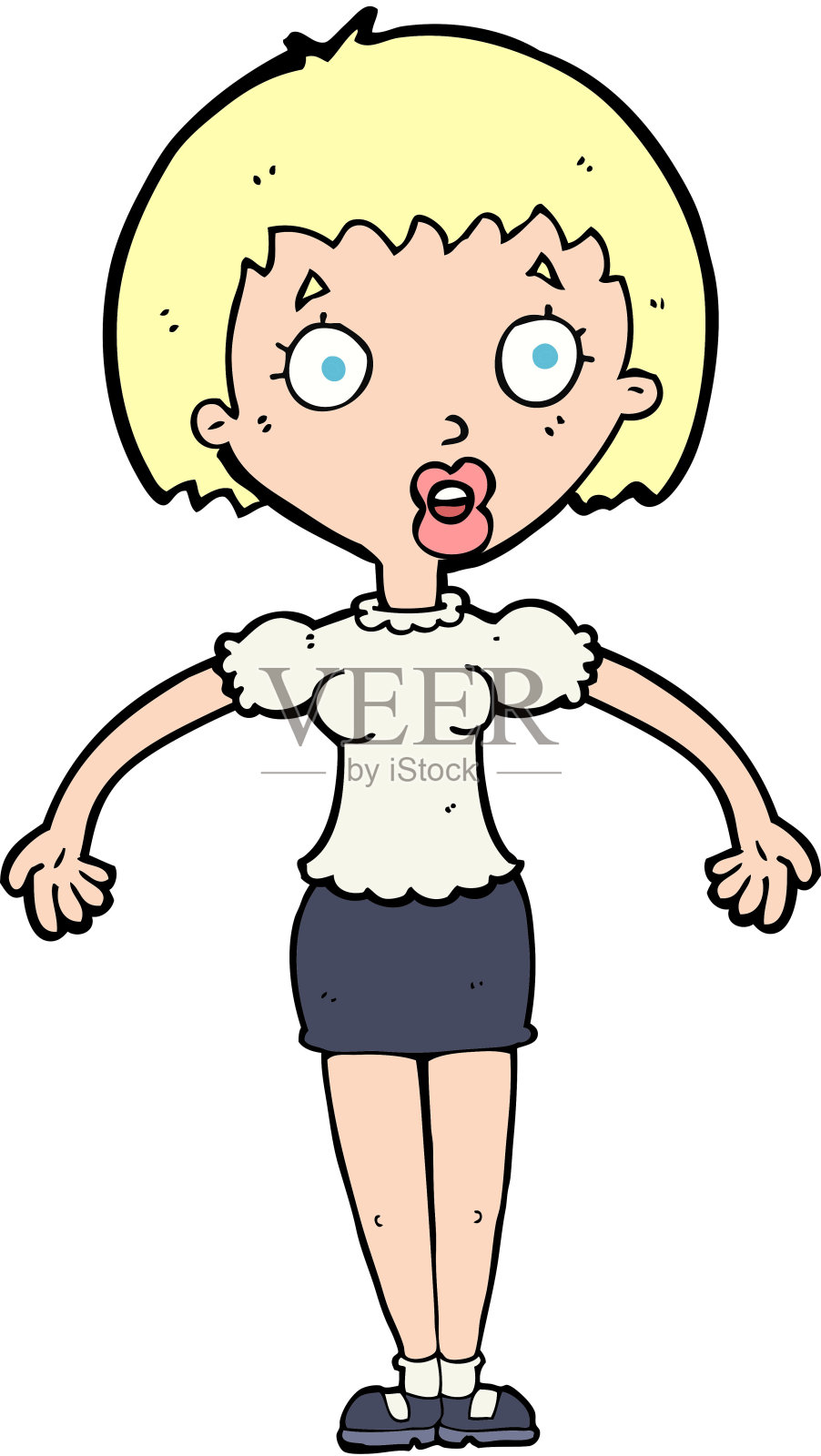 卡通不解女子耸肩插画图片素材