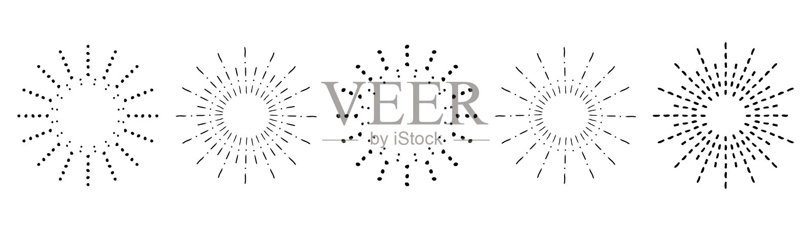 阳光集。复古日出系列。矢量光线元素。烟花爆炸，星星，徽章，标志，标签。插画图片素材