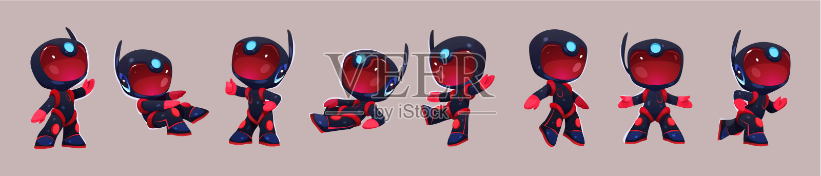 卡通矢量插图设定宇航员在太空插画图片素材