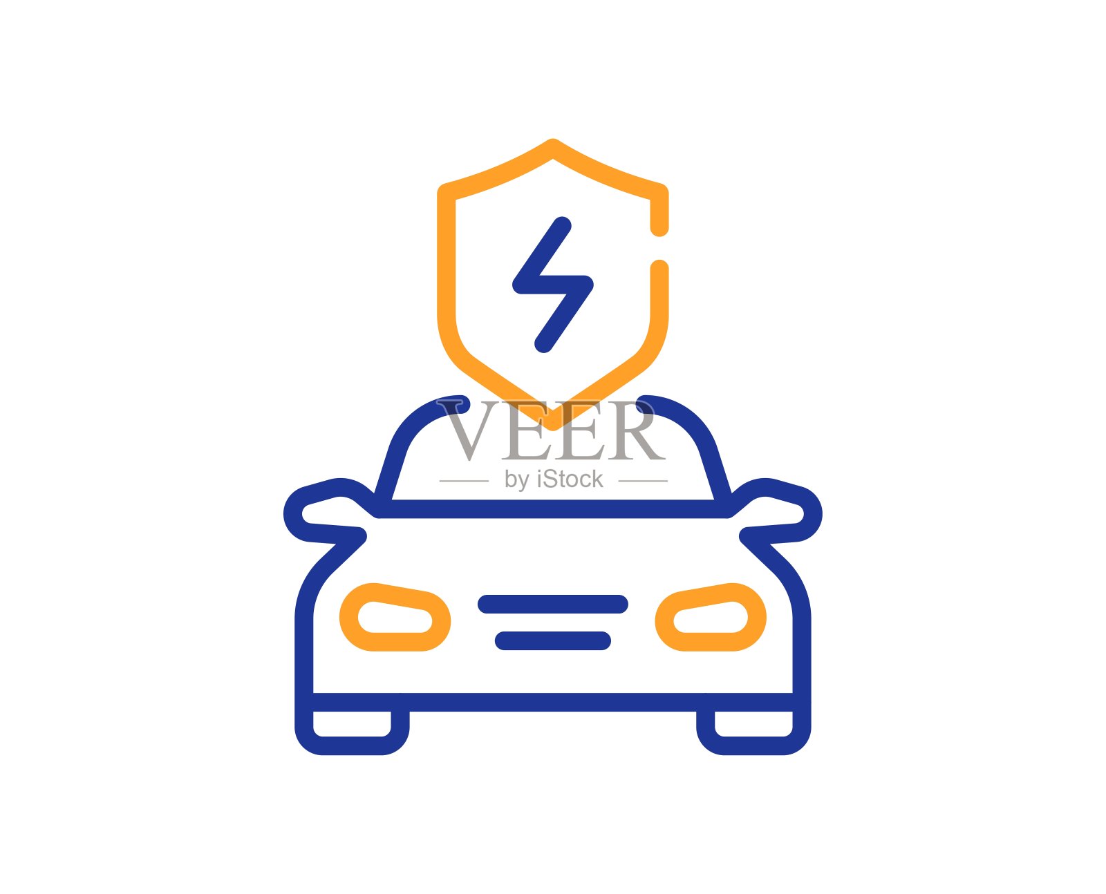 汽车充电线图标。电动汽车充电标志。向量插画图片素材