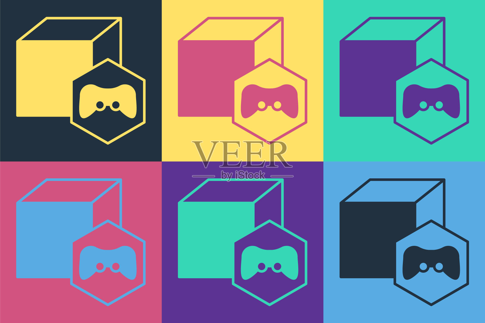 流行艺术NFT数字加密艺术图标孤立的颜色背景。不可替代的令牌。向量插画图片素材