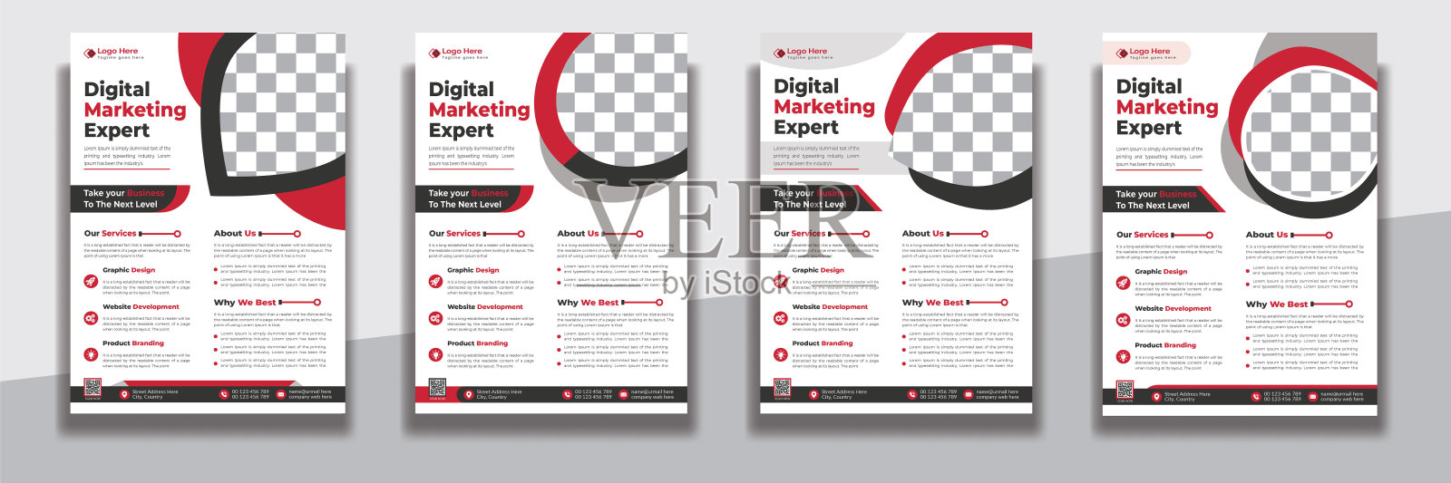 公司清洁创意商业传单模板，一套传单设计或传单展示。插画图片素材