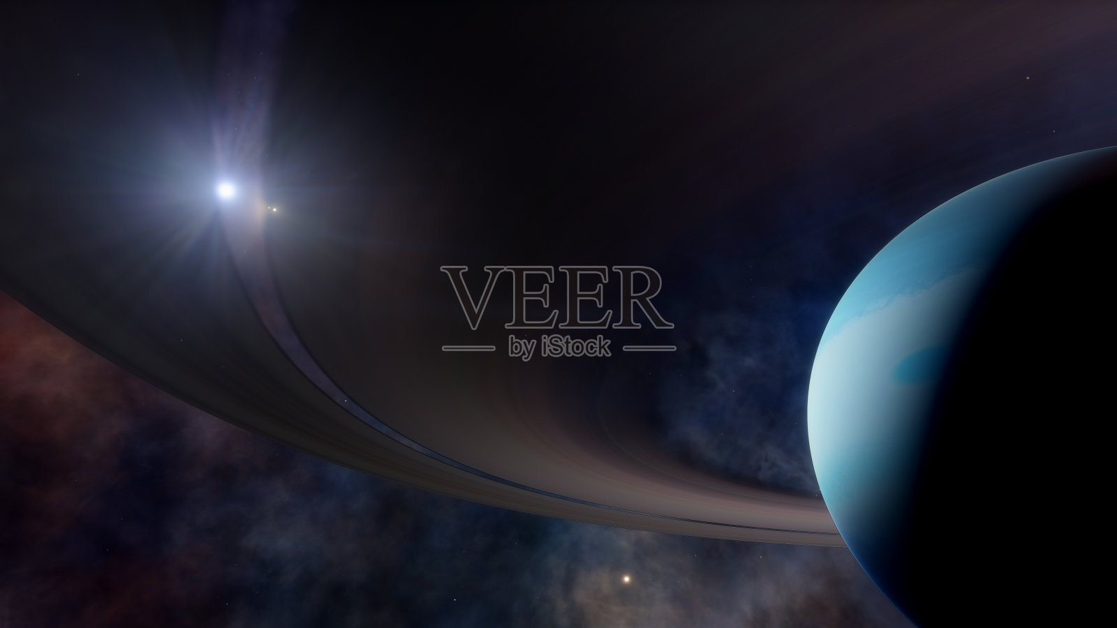 星云中的行星，环状行星，太空飞行，4K照片摄影图片