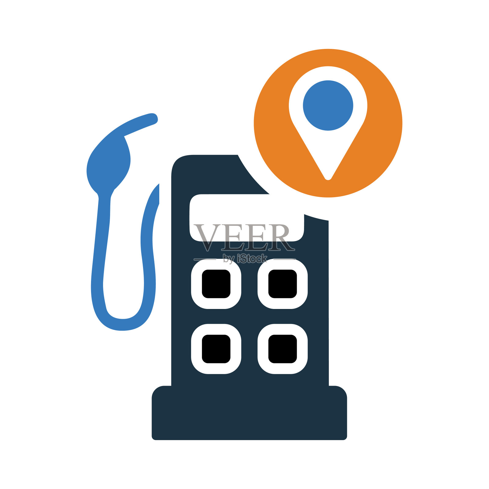 位置，针，加油站，加油站，加油站的位置图标插画图片素材