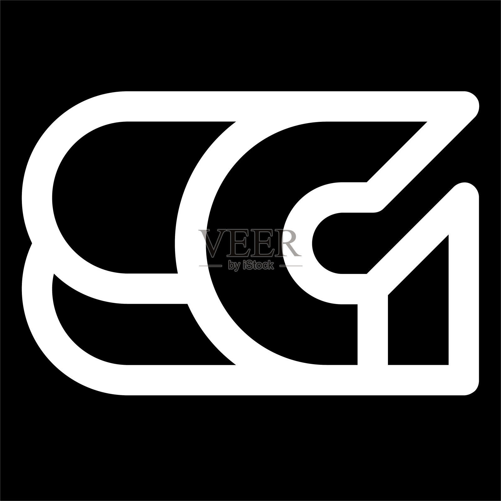 字母BG或GB设计线条艺术插画图片素材