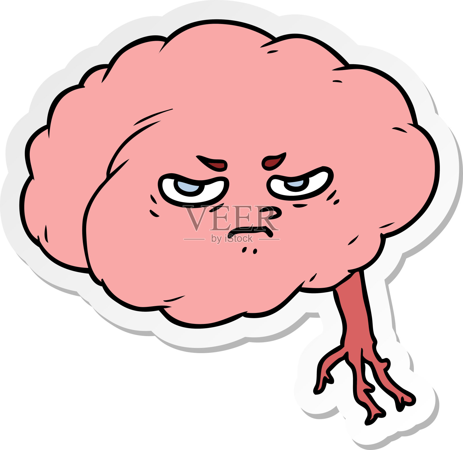 卡通大脑贴纸插画图片素材