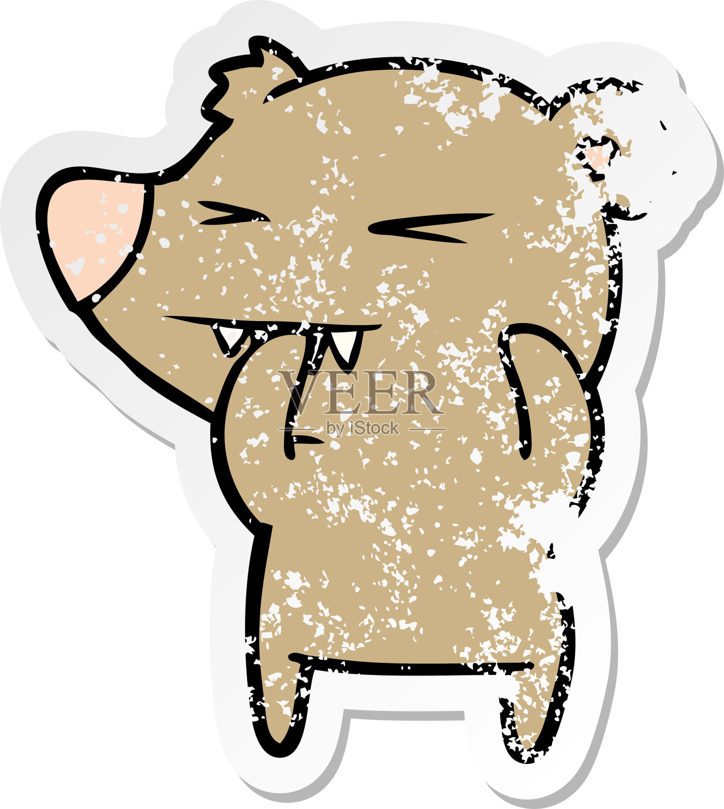 愤怒熊卡通的心疼贴纸插画图片素材