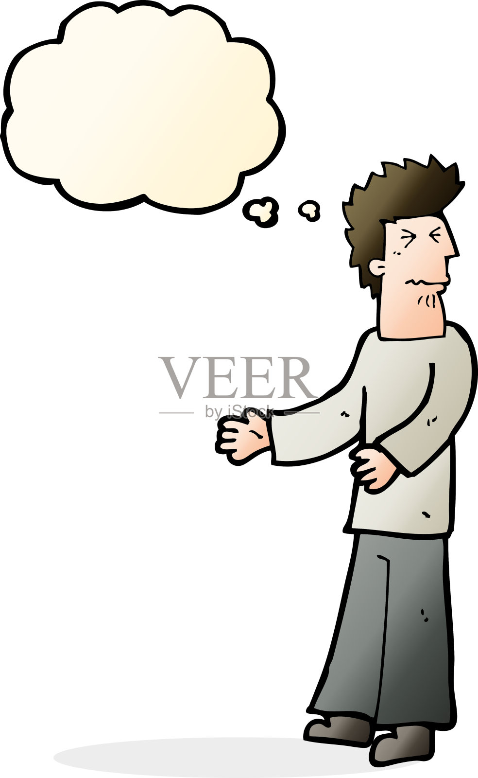 带有想法气泡的卡通厌恶男人插画图片素材
