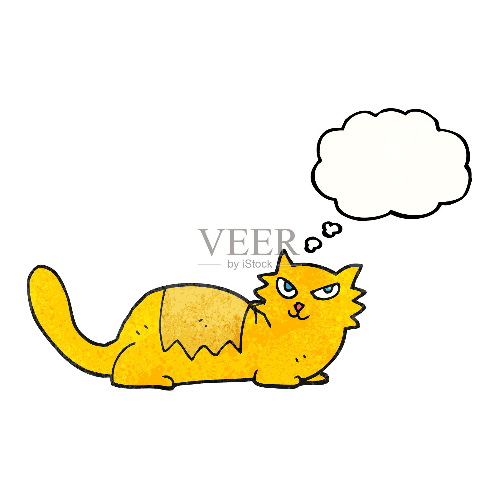 手绘思想泡泡纹理卡通猫插画图片素材