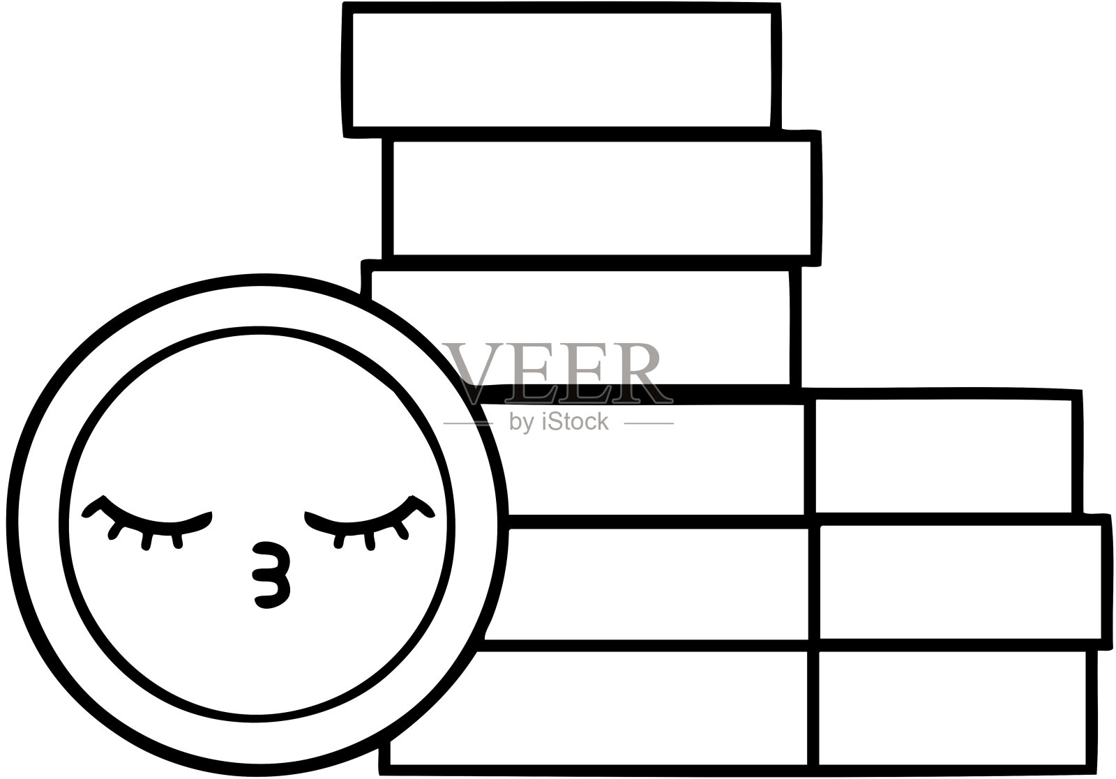 线条画卡通一枚硬币插画图片素材