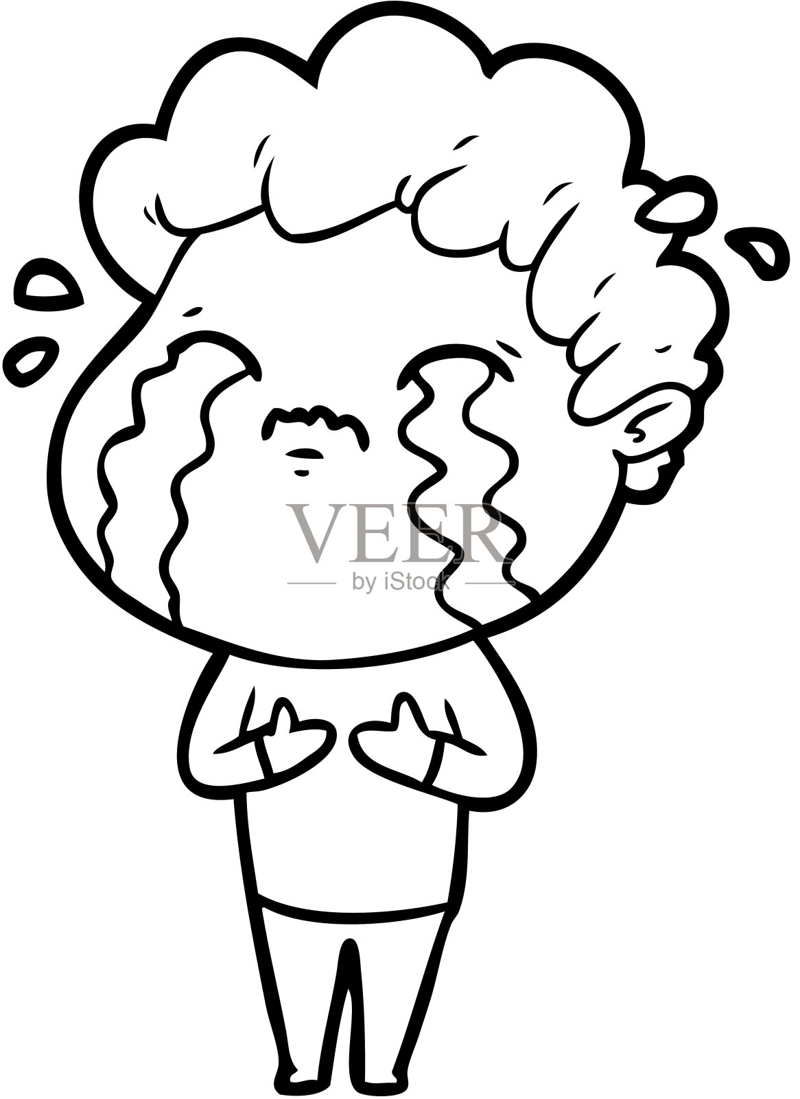 卡通人物哭泣插画图片素材