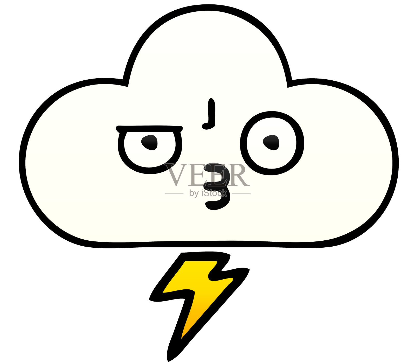 渐变阴影卡通的雷雨云插画图片素材