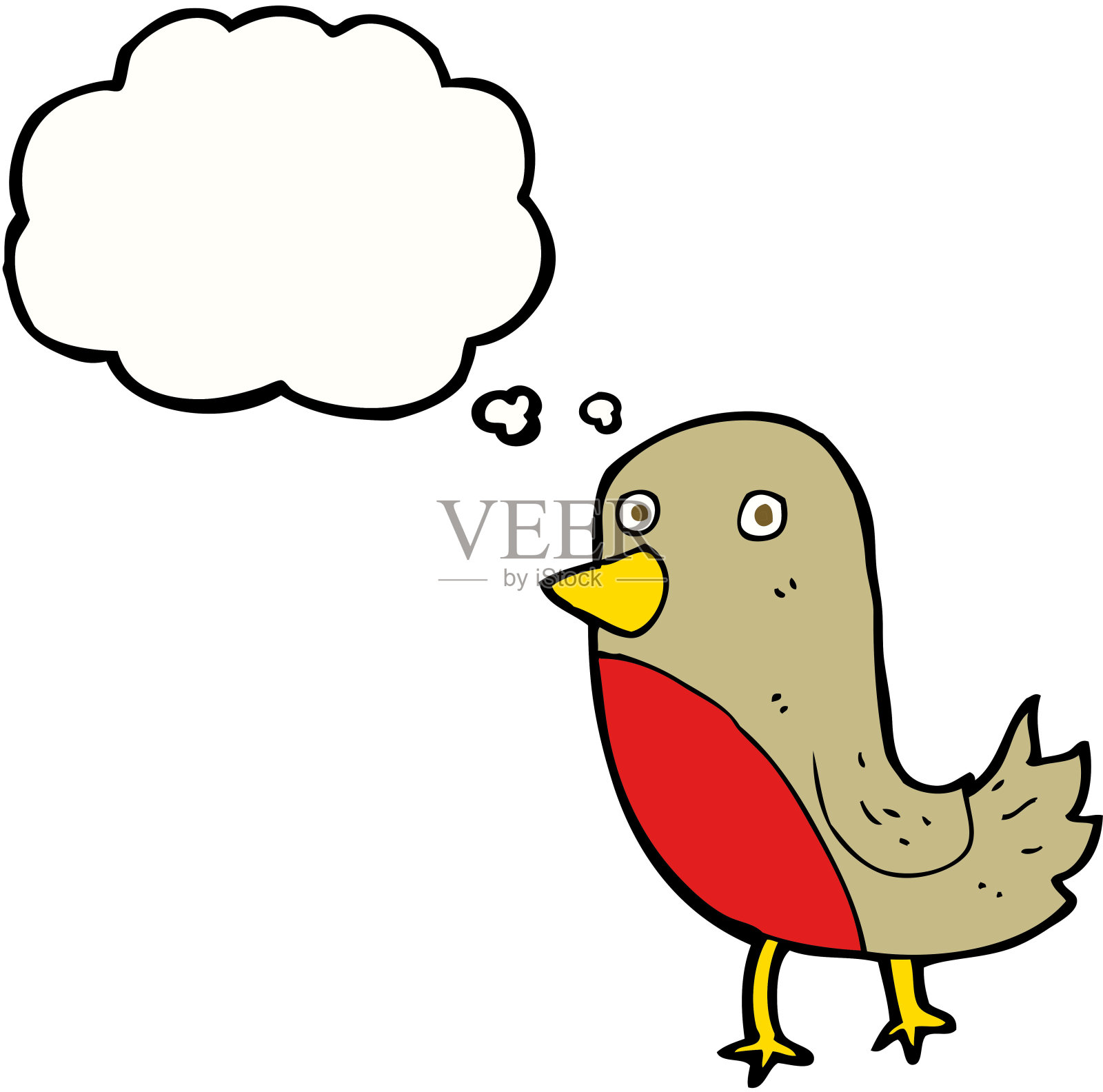 有思想泡泡的卡通知更鸟插画图片素材