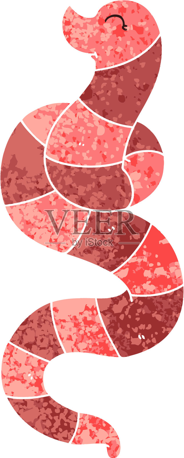 复古插画风格古怪的卡通蠕虫插画图片素材