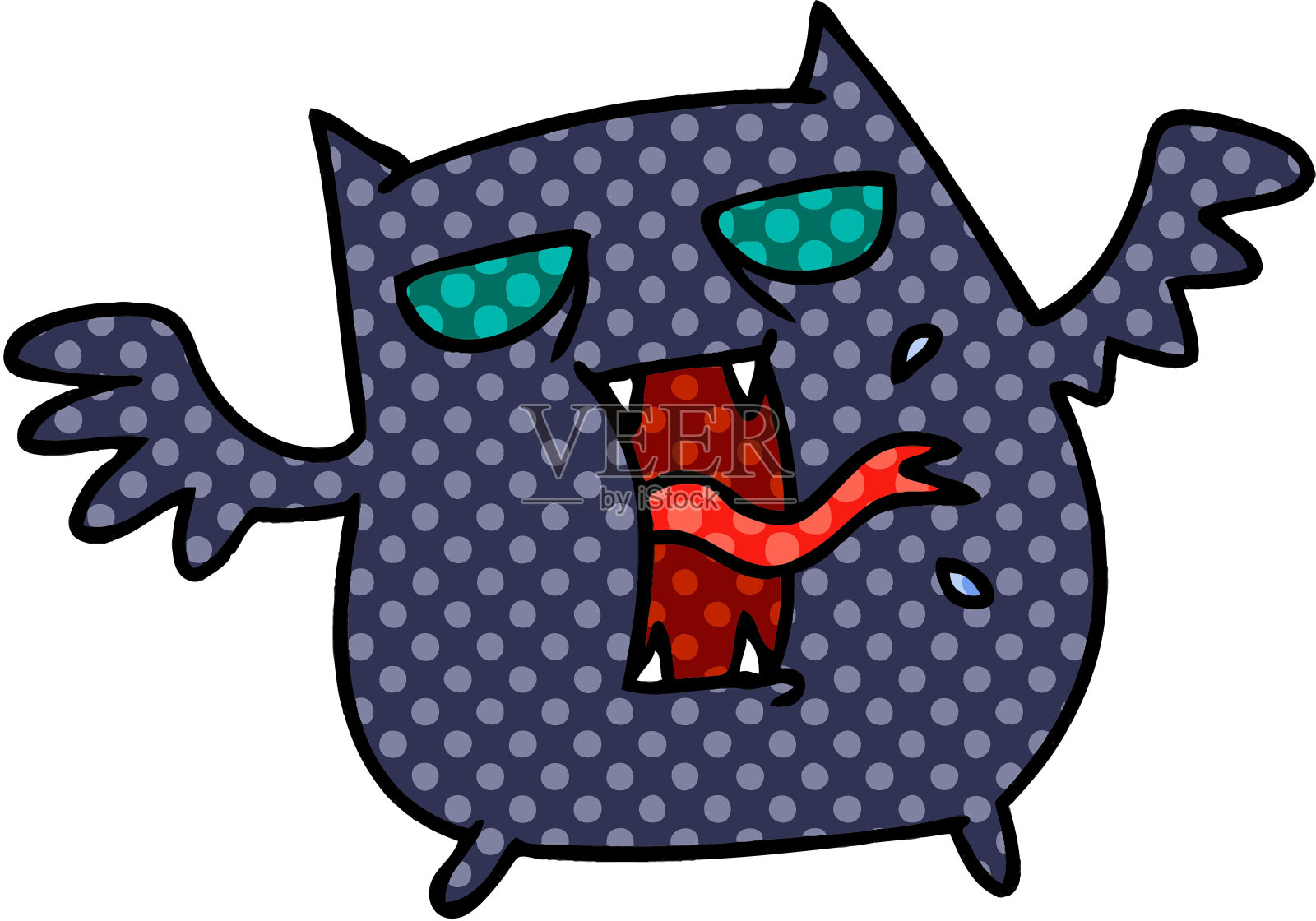 手绘卡通可爱可怕的卡哇伊蝙蝠插画图片素材