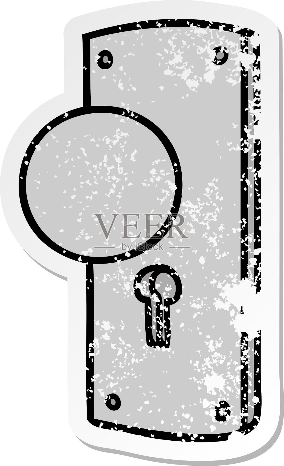 手绘心疼贴纸的门把手卡通涂鸦插画图片素材