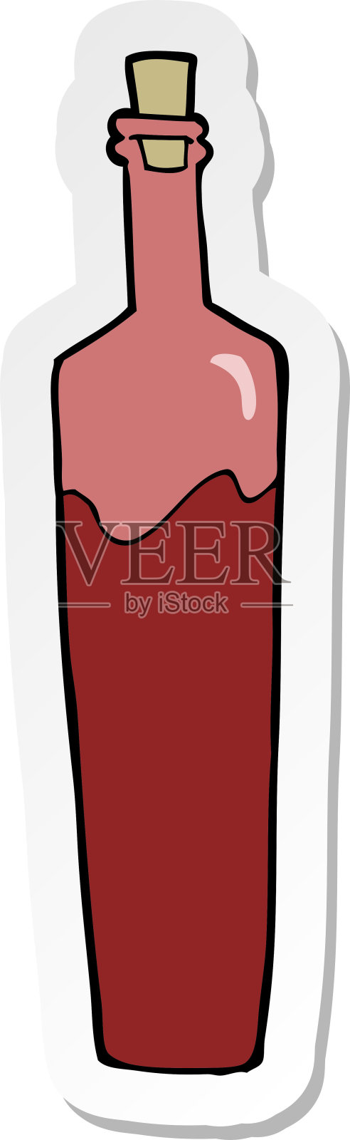 一个卡通时髦的瓶子贴纸插画图片素材