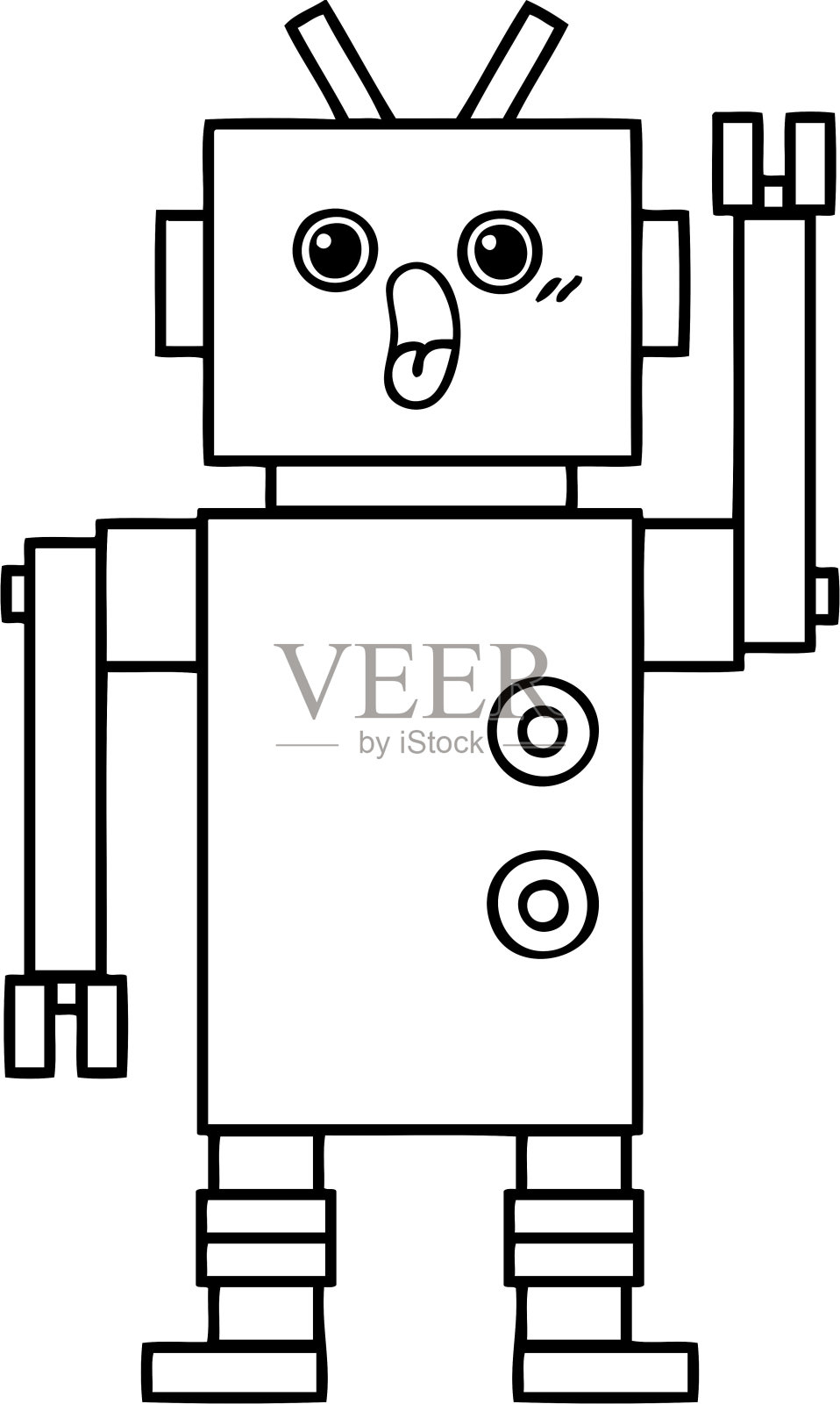 机器人的线条漫画插画图片素材