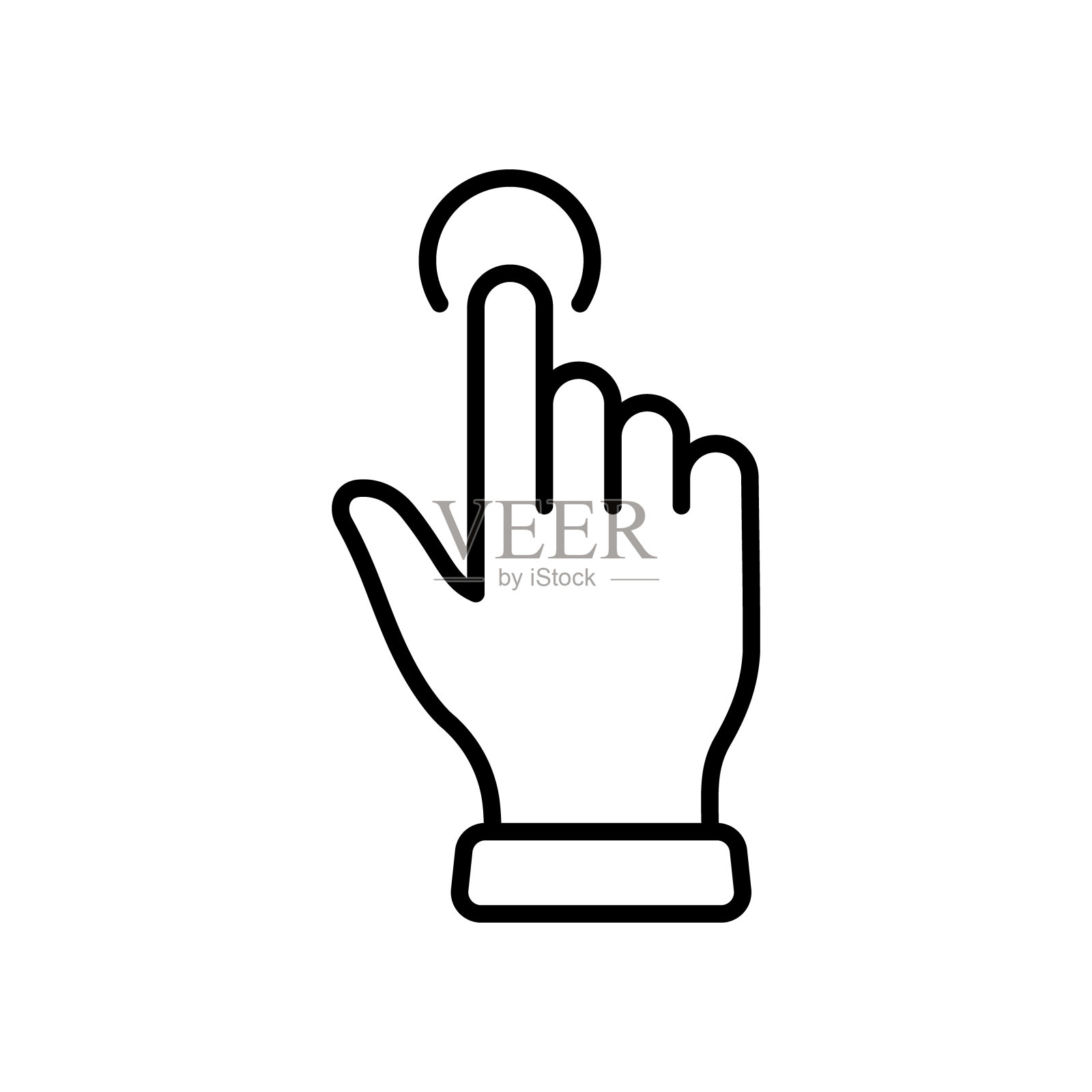 点击鼠标手势。指针手指黑线图标。线性象形文字。按双击触摸刷点轮廓符号。可编辑的中风。孤立矢量图插画图片素材