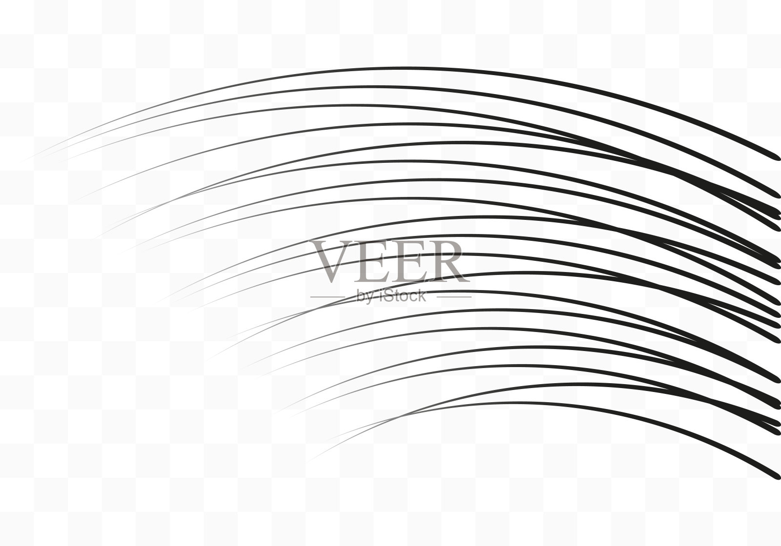 一组速度线。设计元素，运动效果标志。白底黑线。矢量插图。插画图片素材