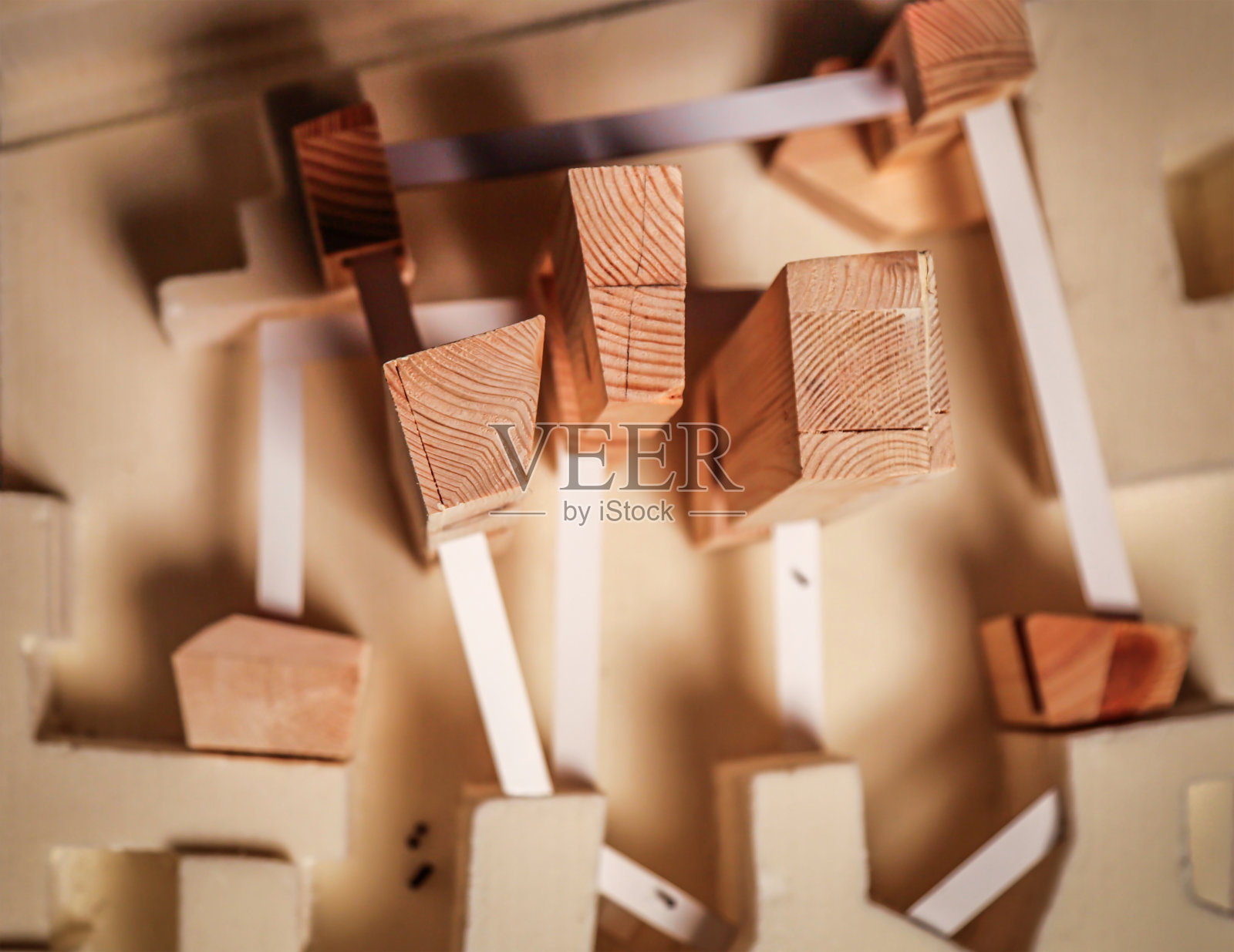 城市中建筑块的建筑物理模型的俯视图照片摄影图片