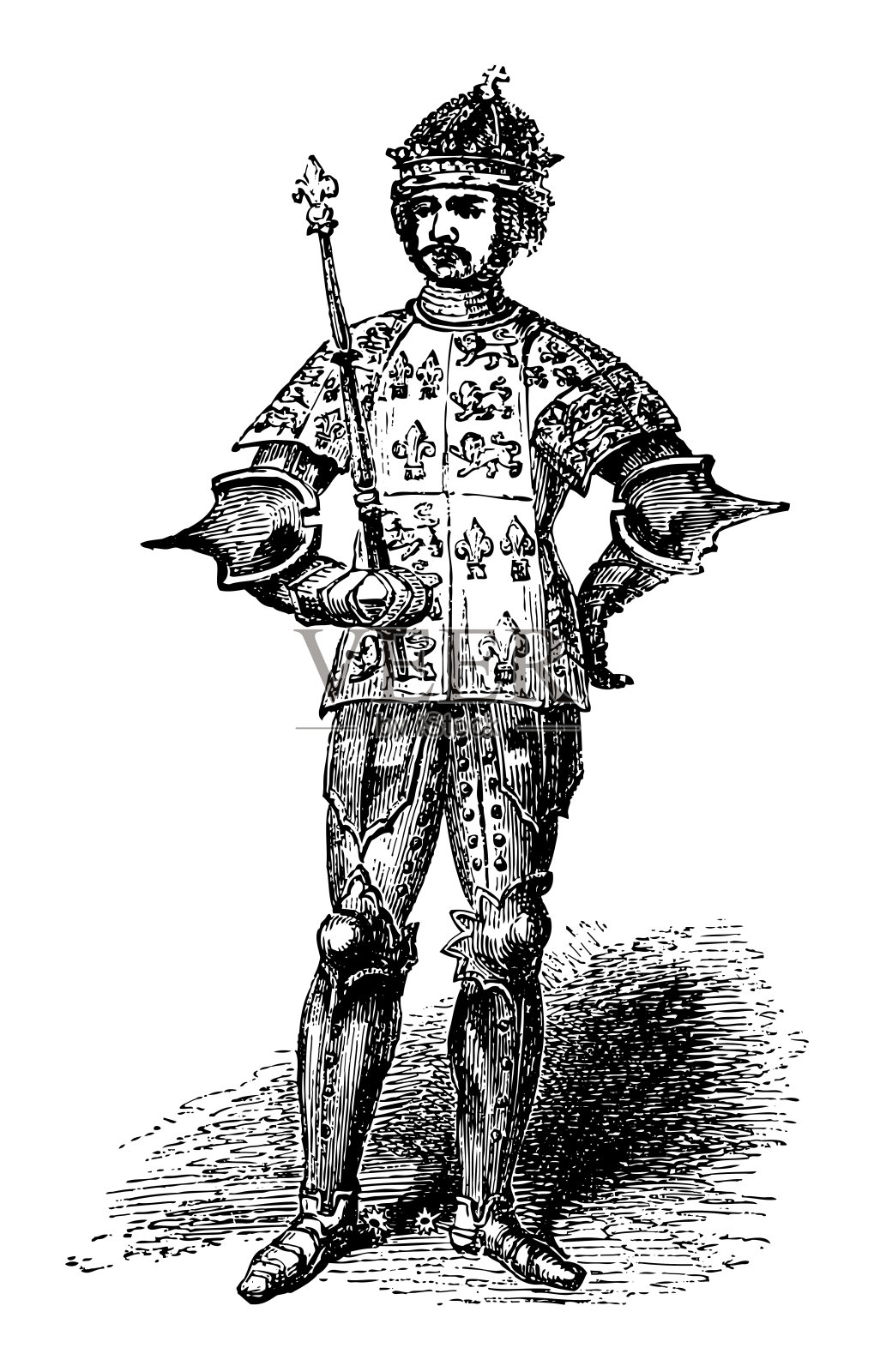 理查三世-英格兰国王(1483-1485)-古董雕刻插图插画图片素材