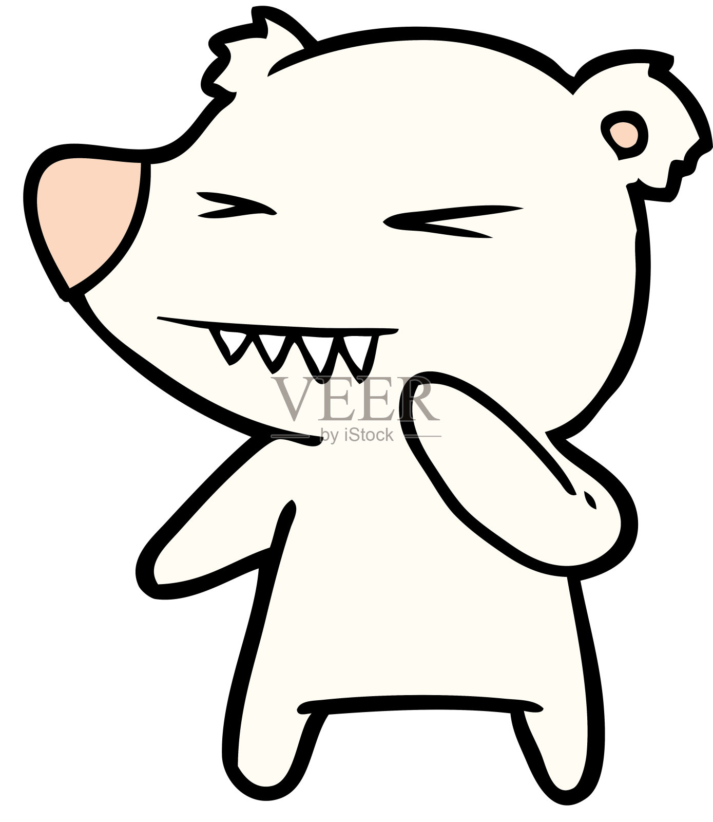 愤怒的北极熊漫画插画图片素材