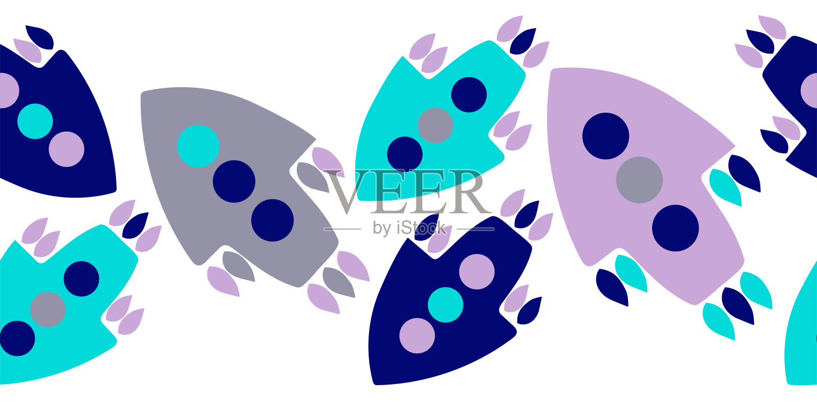 白色背景上彩色可爱的宇宙飞船。无缝的边界。插画图片素材