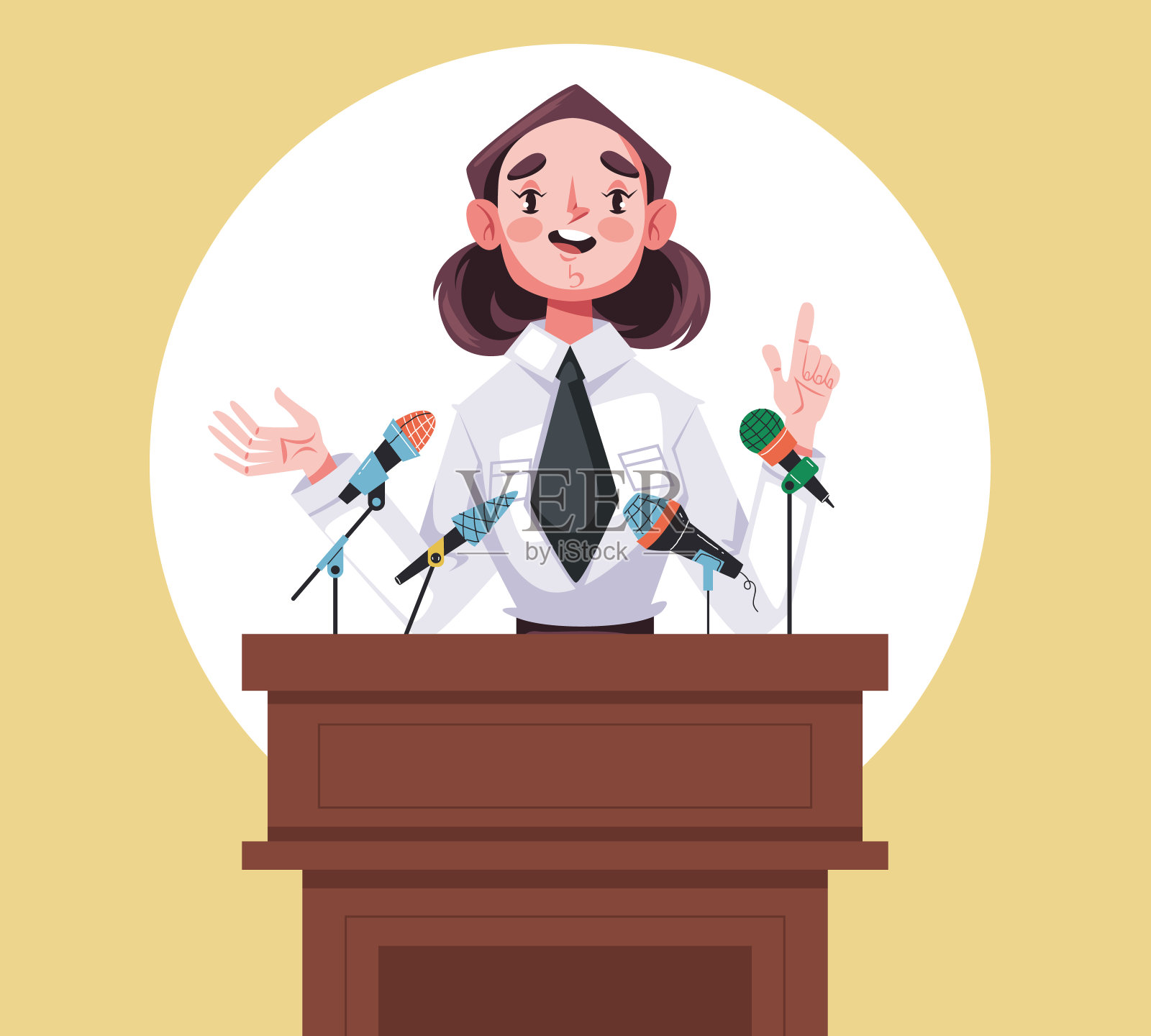 新闻发布会采访新闻电视政治报告文学概念。矢量图形设计说明插画图片素材