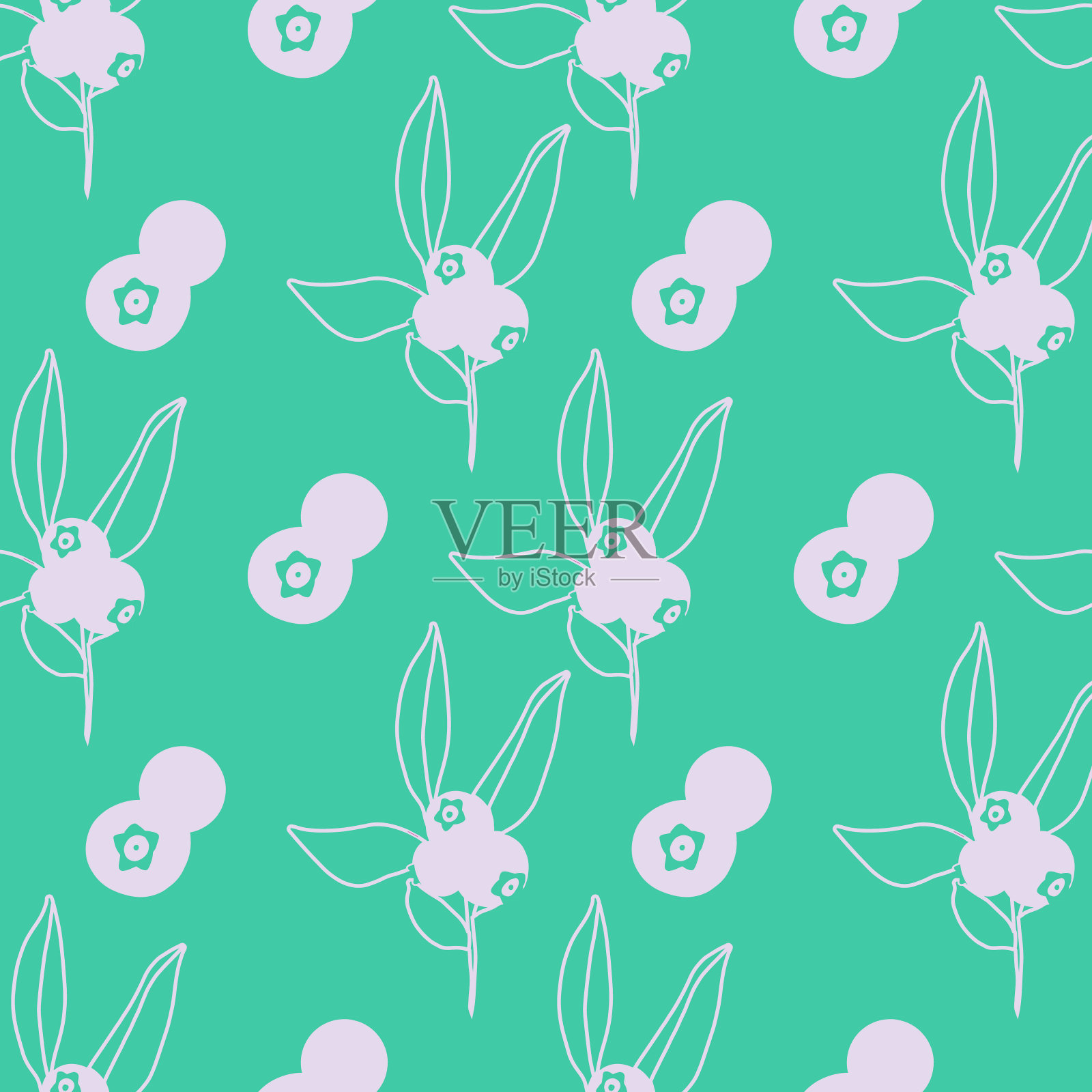 蓝莓白色轮廓轮廓无缝重复插画图片素材