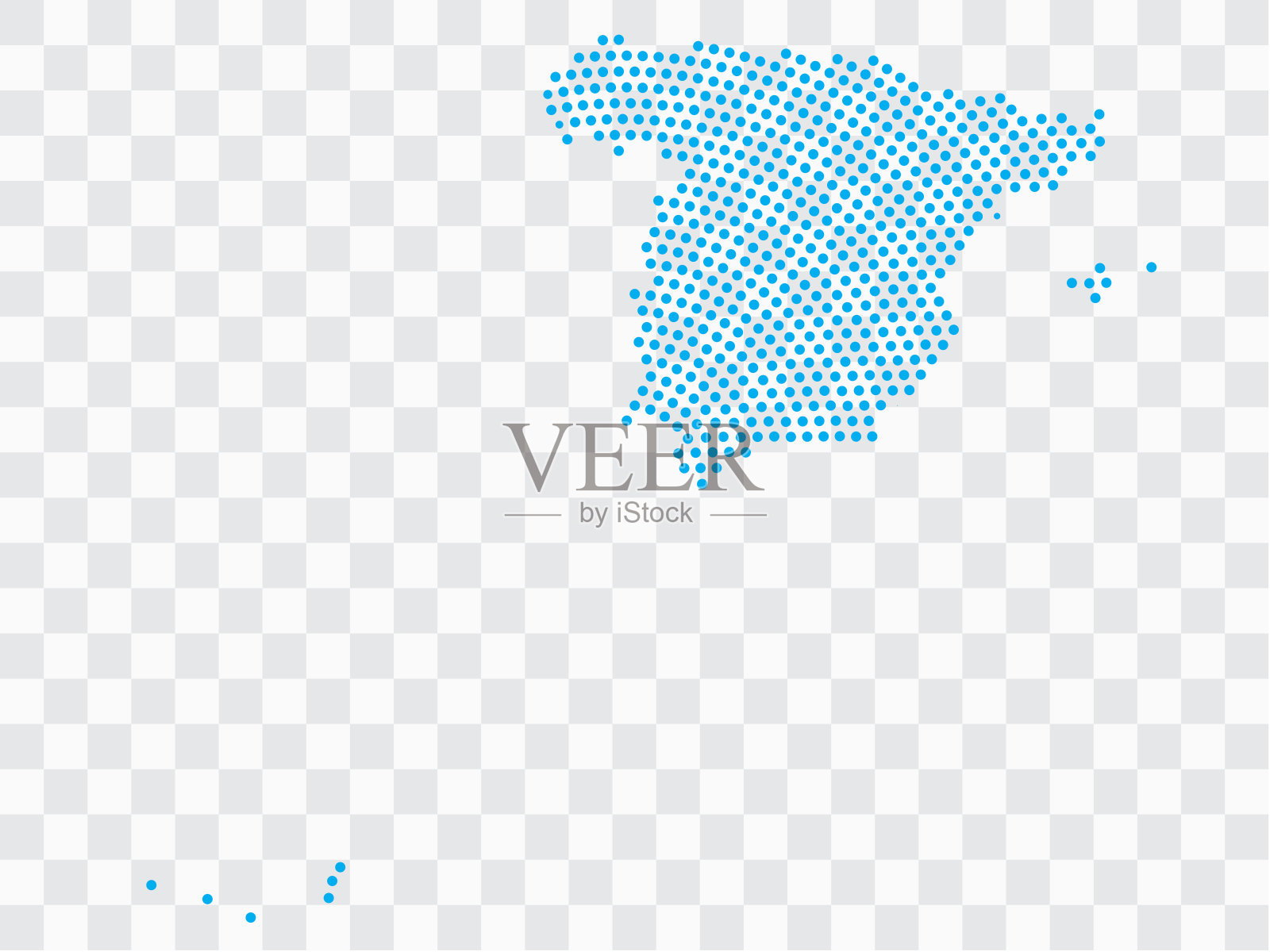 抽象的蓝色地图西班牙-行星点行星，孤立在透明的背景。矢量eps 10插画图片素材