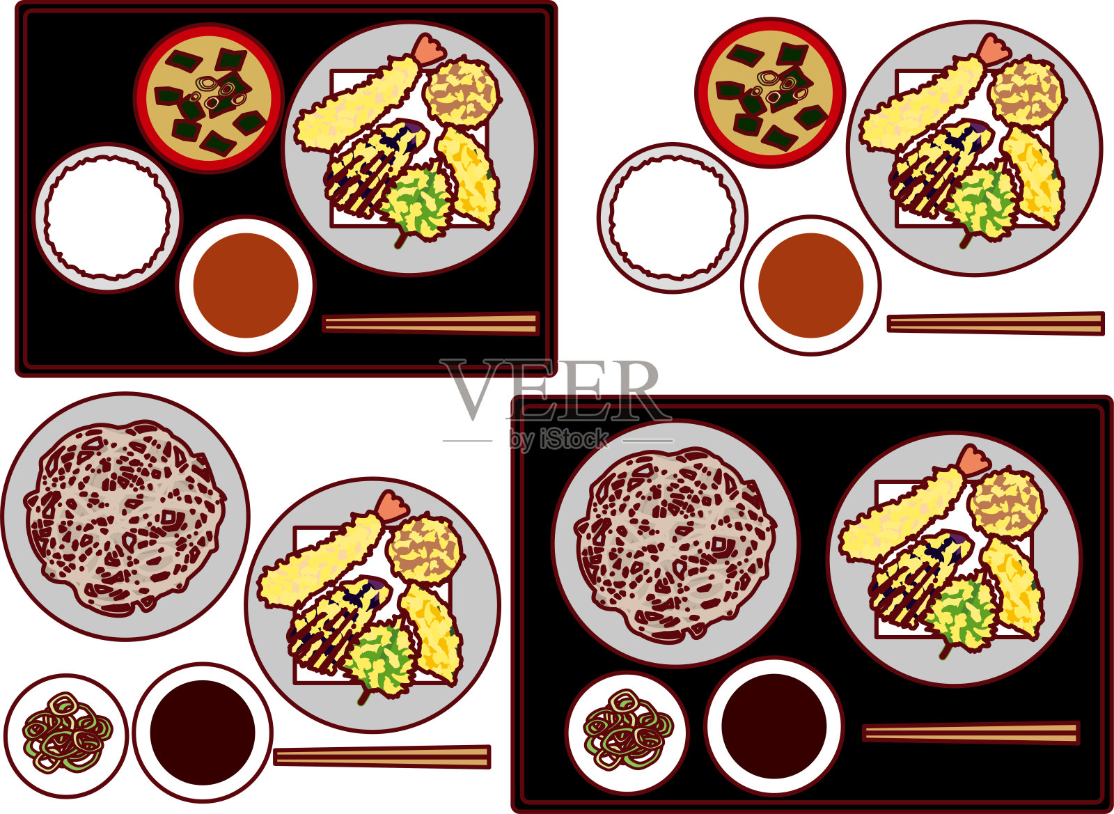 天妇罗套餐插画图片素材